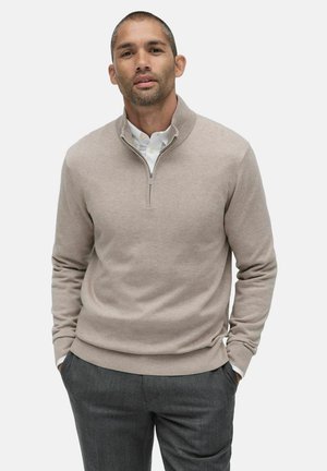 MENTON HALF ZIP - Stickad tröja - greige