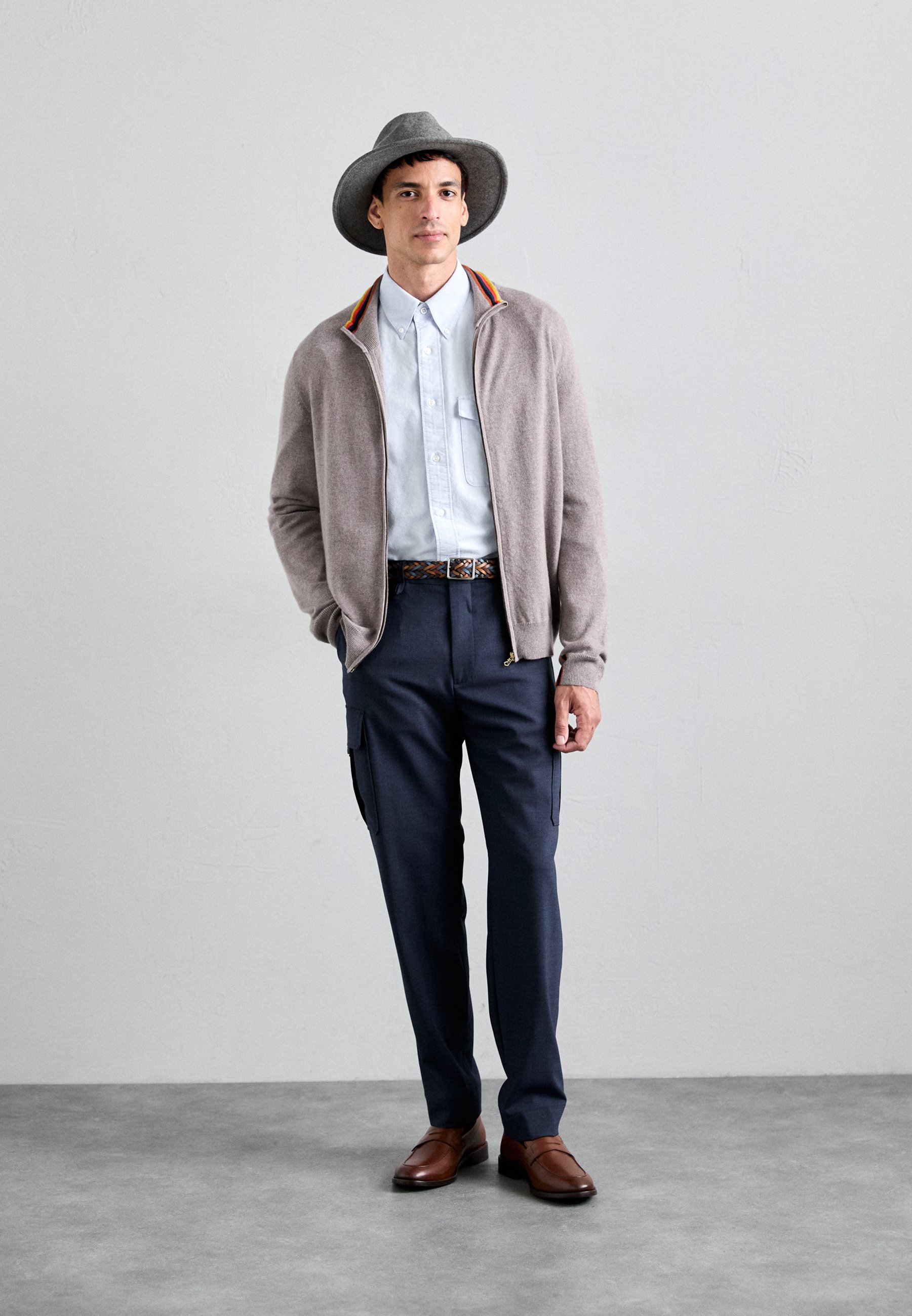 Paul Smith CARDIGAN ZIP THRU - Cardigan - taupe - Zalando.co.uk