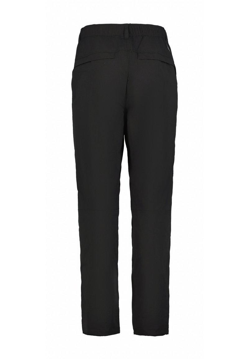 Czarne spodnie sportowe z elastycznym pasem, dwiema tylnymi kieszeniami i dopasowanym krojem. Wykonane z lekkiego, gładkiego materiału.