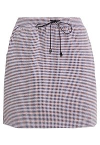 Geruite rok met een drawstring taille, met een patroon van kleine blauwe en rode vierkantjes op een witte achtergrond. Lichtgewicht stof.