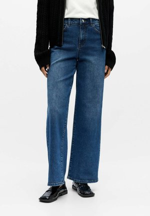 OBJRIO MAE MW NOOS - Wide leg - medium blue denim