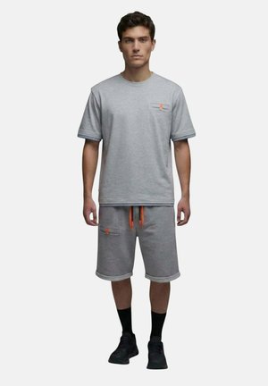 Saē, T-SHIRT ERA GRIS CHINÉ / RAYURES BLEUES HOMME - T-shirt basique - gris chiné