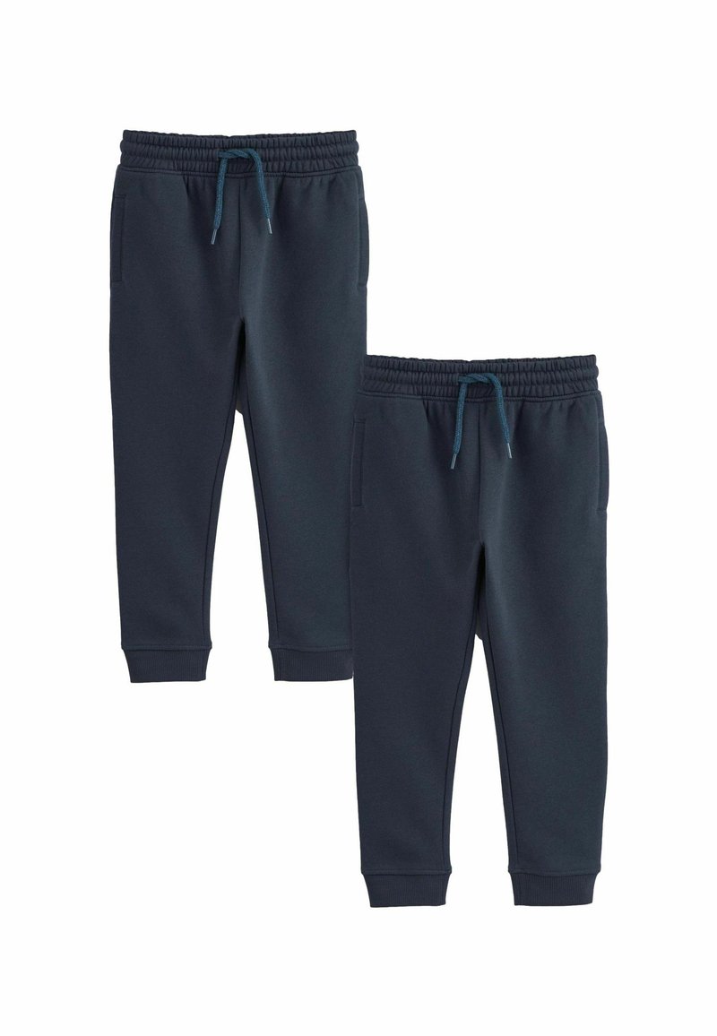 Dunkelblaue Sweatpants mit elastischem Bund und Kordelzug. Mit zwei seitlichen Taschen und gerippten Bündchen. Aus weichem Baumwoll-Mix.