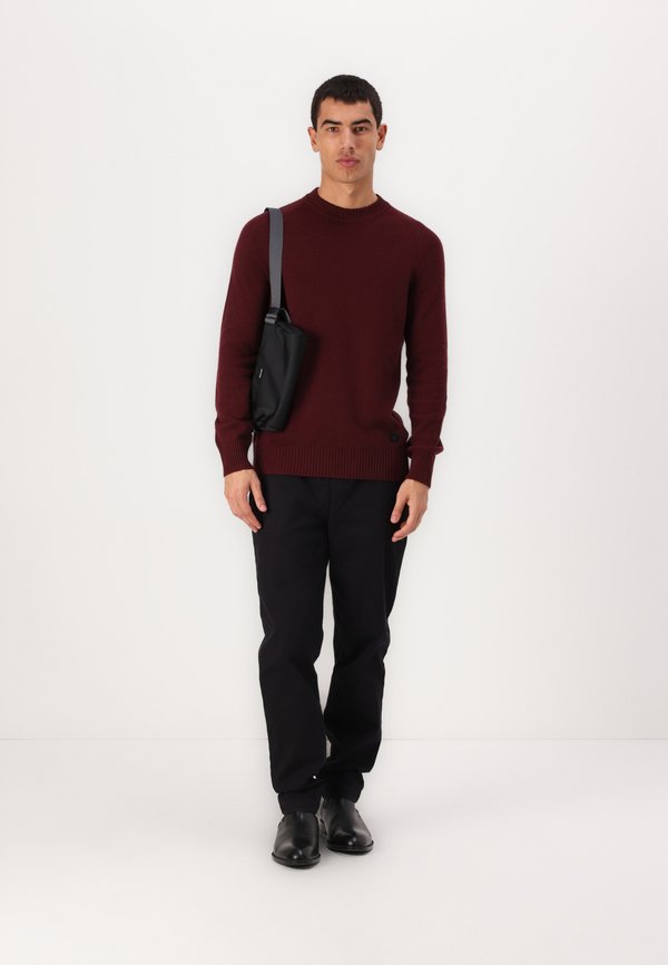 SADDLE SLEEVE CREW NECK - Jumper - burgundy heather3