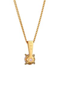 Guldtonad h�änge halsband med en vriden kedja. Har ett sfäriskt hänge med en infattad rosa sten. Inkluderar stämplade detaljer på öglan.