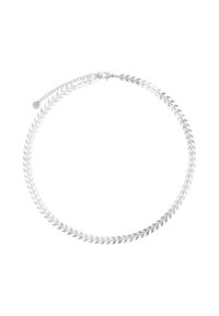 Collana in argento con motivo a foglia, con una superficie liscia. Chiusura regolabile e lunghezza di circa 40 cm.