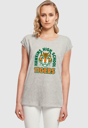 ABSOLUTE CULT STRANGER THINGS - HAWKINS ARCH TIGER  - T-shirts med print - heather grey