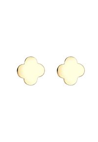 Goldene Steckerohrringe in einer Viereckform mit glänzender Oberfläche. Glatte Textur, abgerundete Kanten und keine sichtbaren Beschläge oder Akzente.