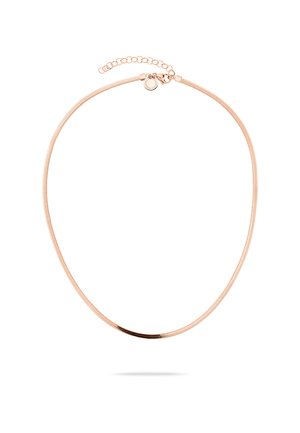 Dunne ketting van roségoud met verstelbare sluiting en klein rond hangertje op een witte achtergrond.