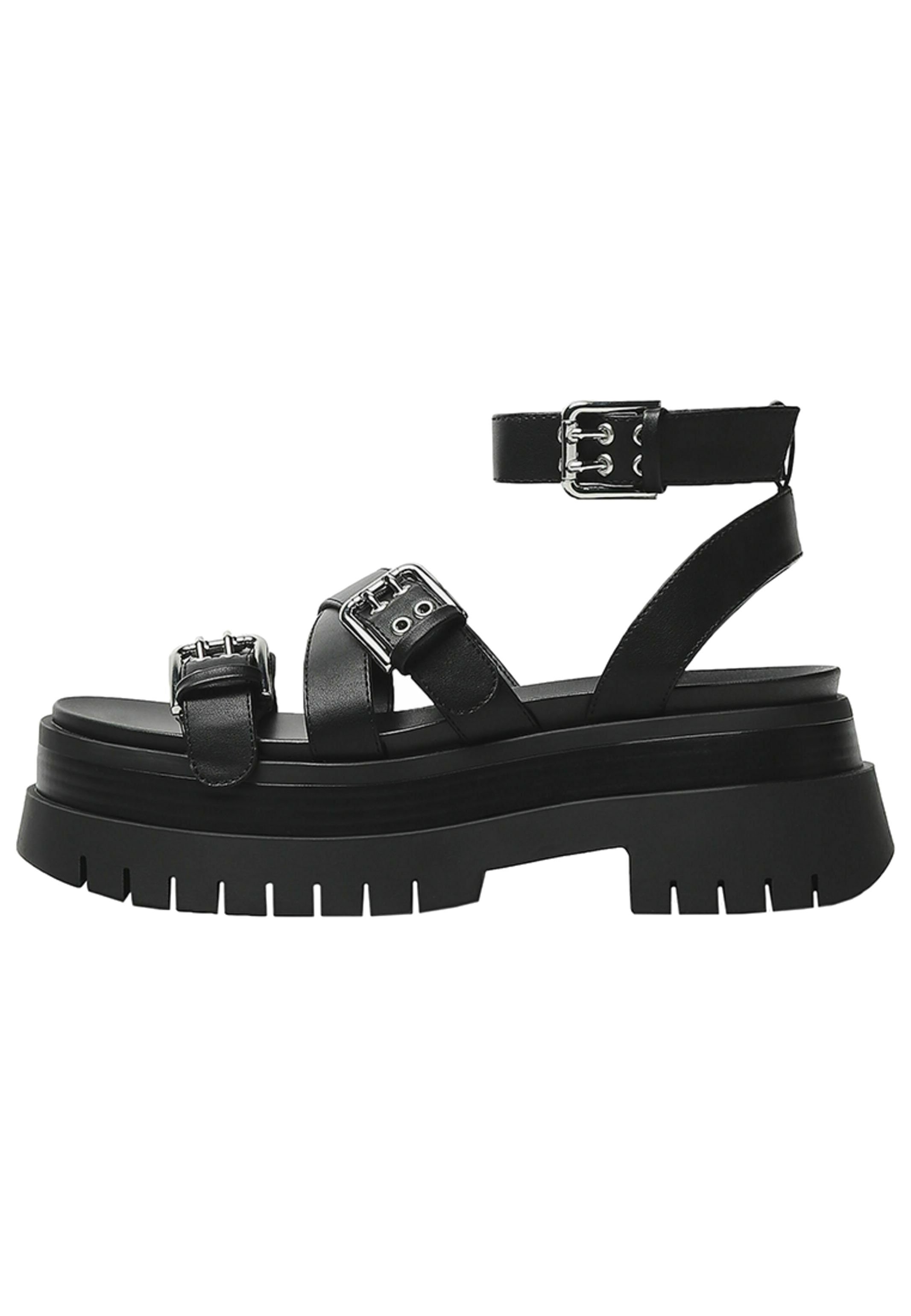 Bershka Sandalen met plateauzool - black/Zwart - Zalando.be