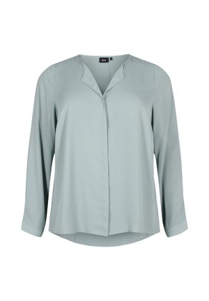 Zizzi SOLID WITH V-NECK - Bluse - chinois green