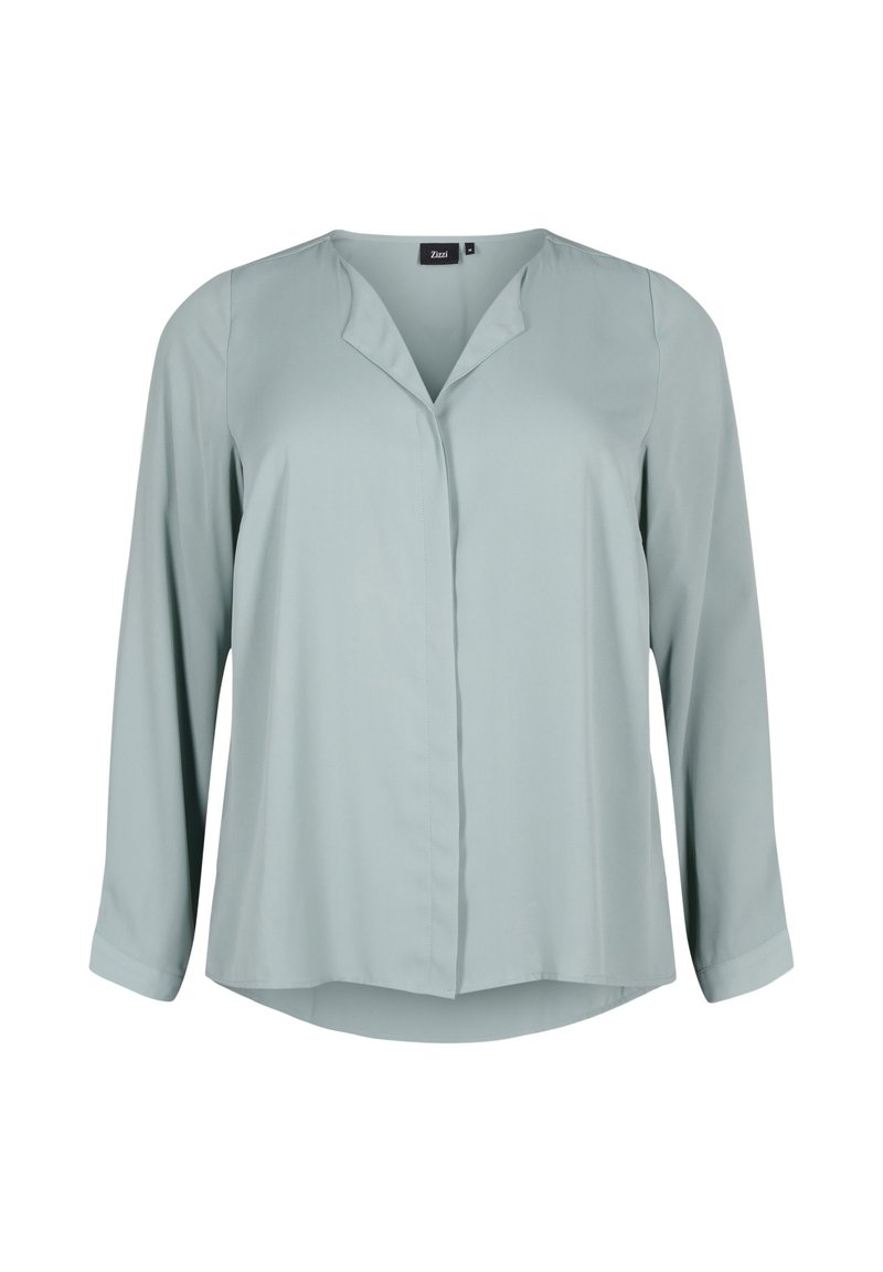 Zizzi SOLID WITH V-NECK - Blūze - chinois green