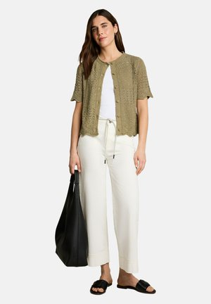 TOM TAILOR, CARDIGAN MIT WELLIGEN SAUMKANTEN - Strickjacke - silver olive