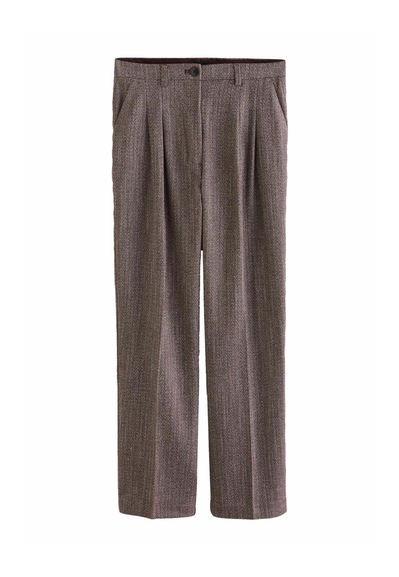 Next TALL FIT - TEXTURED HERRINGBONE  - Nohavice - burgundy white