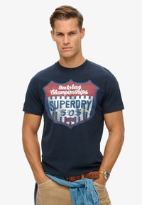 Superdry & Co GASOLINE WORKWEAR  - T-shirt imprimé - eclipse navy