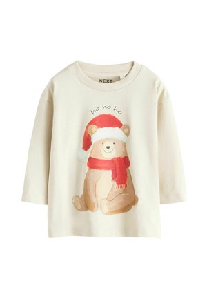 Next, REGULAR FIT - LONG SLEEVE CHRISTMAS T-SHIRT - Long sleeved top - cream bear with santa hat