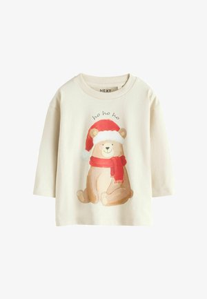 Next, REGULAR FIT - LONG SLEEVE CHRISTMAS T-SHIRT - T-shirt à manches longues - cream bear with santa hat