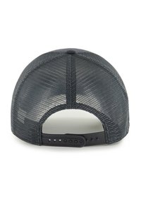 Cappello trucker grigio in rete con parte frontale in tessuto grigio scuro solido, chiusura regolabile a scatto e motivo testurizzato sui pannelli in rete.