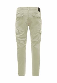 Lichtbeige cargobroek met een tapered fit, voorzien van meerdere zijzakken, een gestructureerde stof en een verstevigd zitvlak.