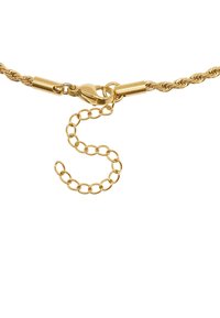 Naszyjnik w odcieniu złota z twisted design, z zapięciem typu lobster i regulowanym przedłużeniem łańcuszka, wyposażony w okrągłe ogniwa oraz teksturowane wykończenie.