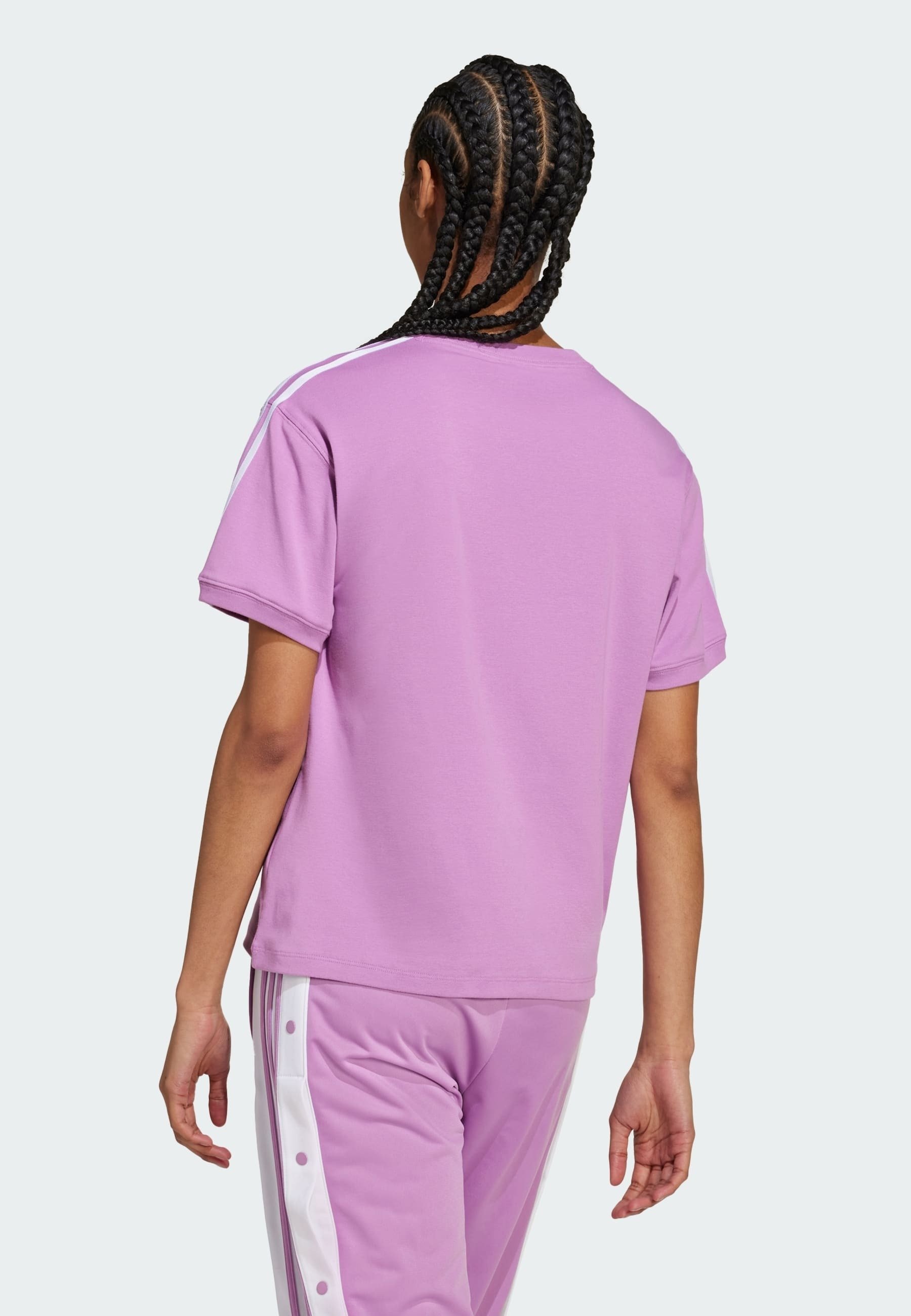 売れ筋商品|||アディダスオリジナルス Tシャツ レディース トップス 3-STRIPES - Print T-shirt - preloved purple T-Shirt adidas Women's 3 Stripe Preloved Purple - Fútbol Emotion