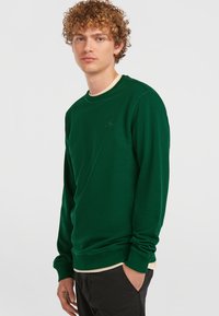 Groene lange mouwen sweatshirt met een ronde hals, met een gestructureerde afwerking en een klein logo op de borst. Gemaakt om over een lichte basislaag te dragen.