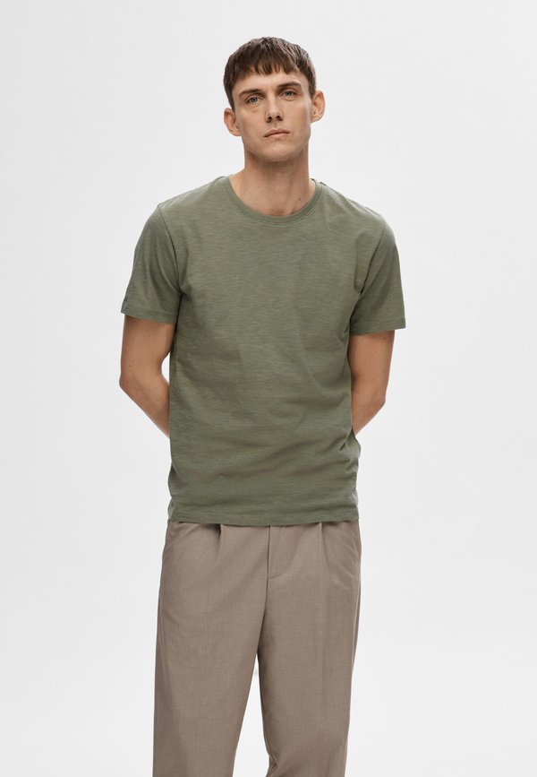 SLHASPEN SLUB O-NECK TEE  - Basic T-shirt - vetiver