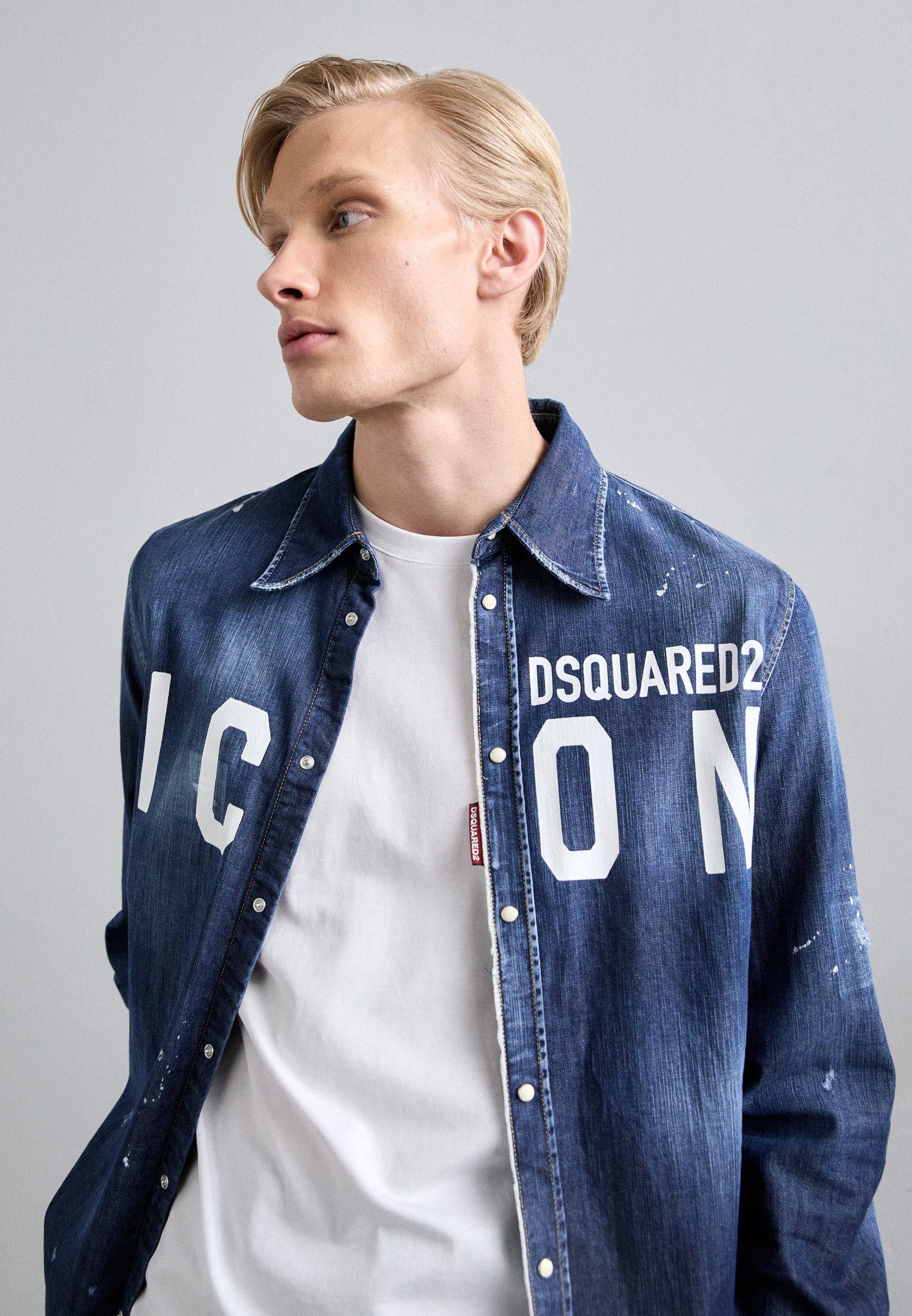 Dsquared2 デニムシャツ ICON プリント DSQUARED2 - ☆ディースクエアード ICON プリント デニムシャツ