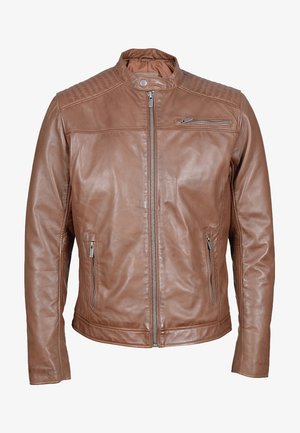 BASILE - Veste en cuir - cognac