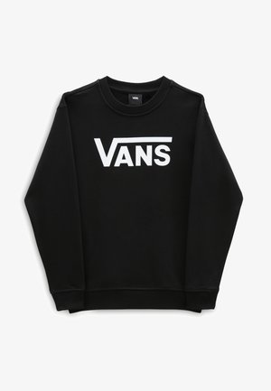 Czarna bluza wykonana z bawełny, z białym logo "VANS" na plecach, okrągłym dekoltem oraz prążkowanymi mankietami i dołem.