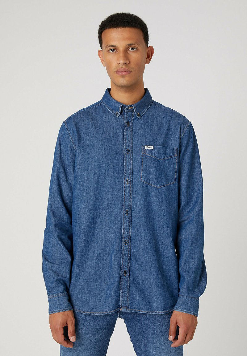 Wrangler BUTTON DOWN Hemd dark stone/blue denim Zalando.at
