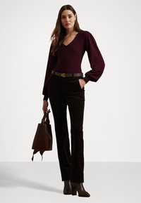 Lauren Ralph Lauren COTTON BLEND BLOUSON SLEEVE SWEATER - Πουλόβερ - pinot noir
