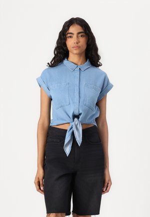 VILA VINEA TIE SHIRT - Overhemdblouse - medium blue denim