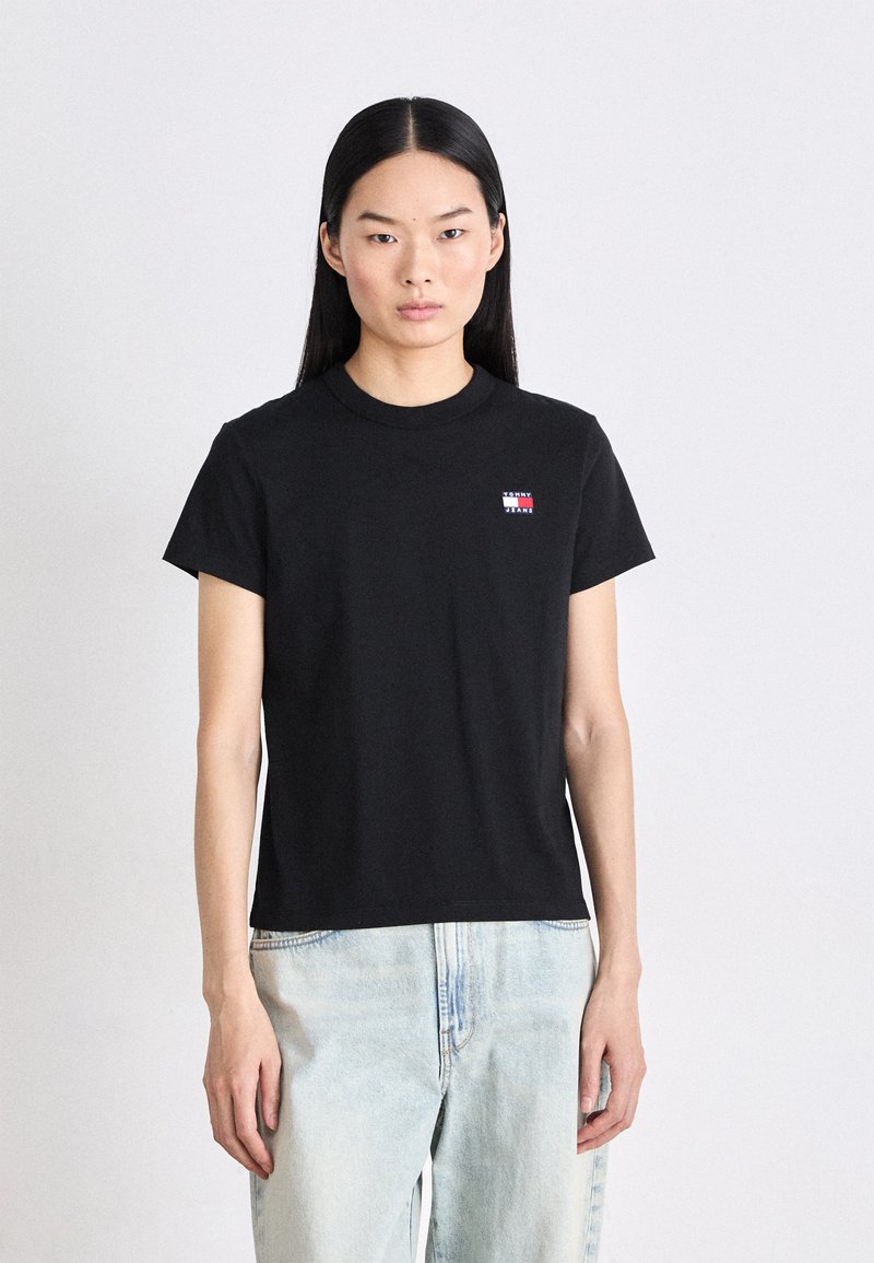 Tommy Jeans REG MELANGE BADGE - Basic T-shirt - black