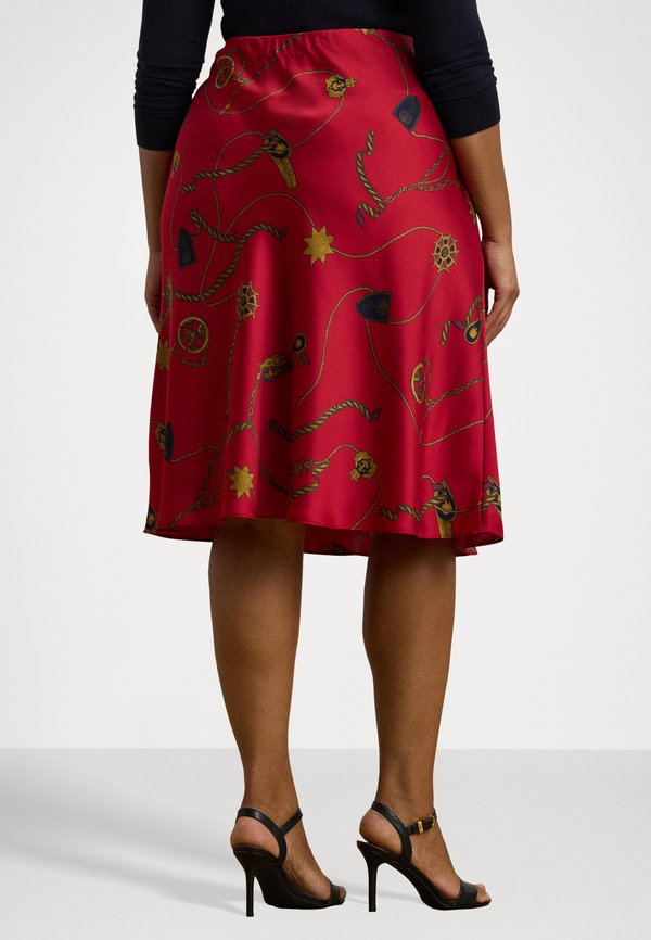 BELTING PRINT SATIN CHARMEUSE MIDI SKIRT - A-line skirt4