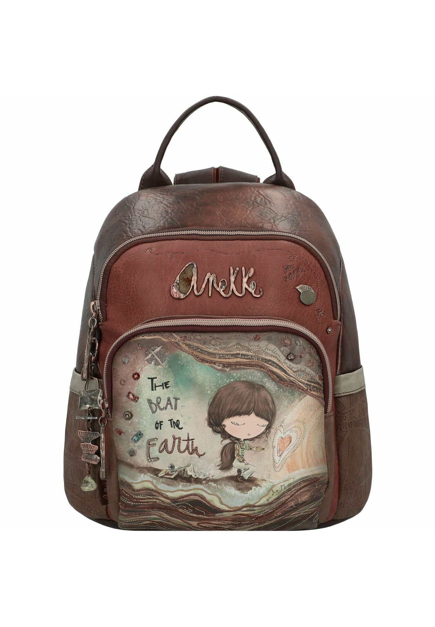 Sac à Dos ANEKKE Pour Femme - Couleur Bronze - Fermeture à Glissière - Nettoyage à Sec Uniquement