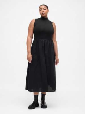 GAP MOCK NECK MIXED MEDIA - Vapaa-ajan mekko - black