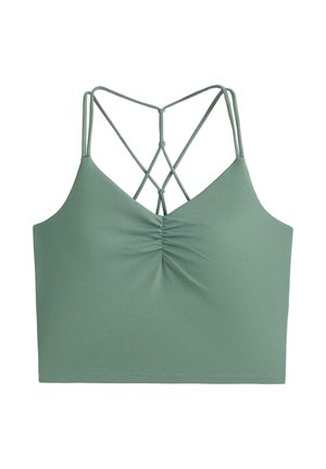 OYSHO, COMFORTLUX CROSSOVER STRAP TANK TOP - Felső - mottled dark green