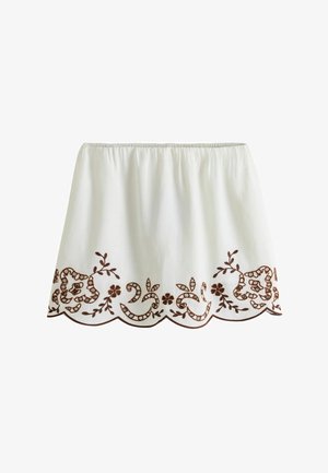 Next, PETITE FIT - BRODERIE SKORT - A-Linien-Rock - white chocolate brown