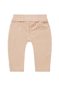 Licht perzikkleurige katoenleggings met een elastische tailleband, aangesloten ontwerp en een gladde textuur. Heeft een klein merkembleem aan de linkerkant.