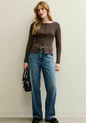 BUTTON THROUGH LONG SLEEVE  - Vest - dark brown