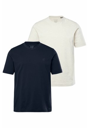 JP1880 T-SHIRT 2ER PACK V-AUSSCHNIT HALBARM  - T-Shirt basic - nature melange