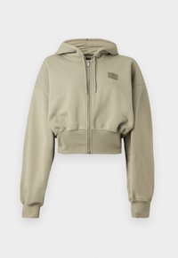 FT FZ MOD CROP - Majica s kapuljačom i patentnim zatvaračem - medium khaki/thermal green