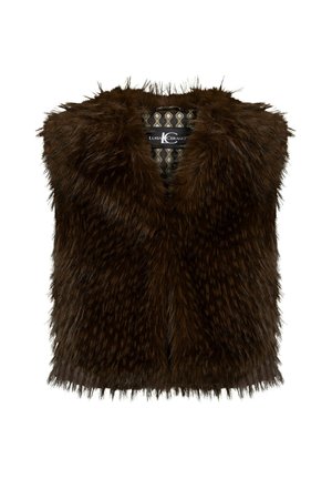 Luisa Cerano, LUISA CERANO BOHO-WESTE IN FELL-OPTIK - Weste - marone
