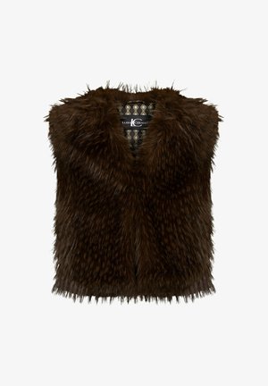 Luisa Cerano, LUISA CERANO BOHO-WESTE IN FELL-OPTIK - Weste - marone