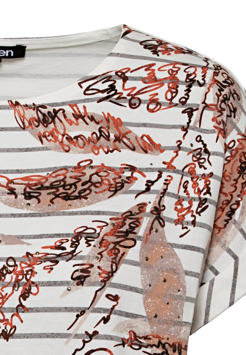 Damen T-Shirts | Olsen MIT STREIFENMUSTER UND BLÄTTERPRINT T-Shirt print offwhite - GB00327 Damen T-Shirts | Olsen MIT STREIFENMUSTER UND BLÄTTERPRINT T-Shirt print offwhite - GB00327