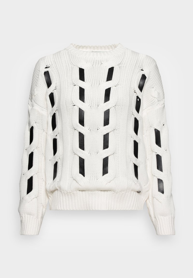 Ted Baker DESEREY LEATHER DETAILED CABLED Jumper white Zalando.ie