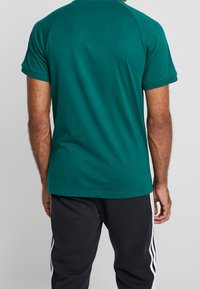 Green cotton t-shirt with short sleeves and a round neckline. Features a relaxed fit and a smooth texture, with no visible graphics or patterns.