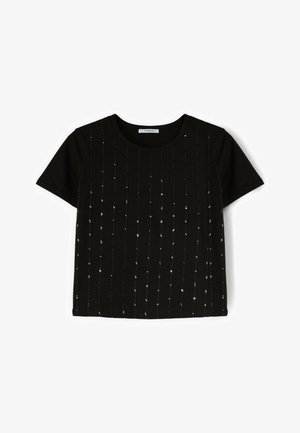 Motivi, T-SHIRT CON RICAMO DI PAILLETTES - T-shirt imprimé - nero