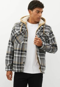Next BORG LINED CHECK - Mezisezónní bunda  - grey